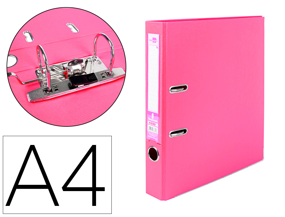 LIDERPAPEL - ARCHIVADOR DE PALANCA A4 DOCUMENTA FORRADO PVC CON RADO LOMO 52 MM ROSA COMPRESOR METALICO (Ref.AZ80)
