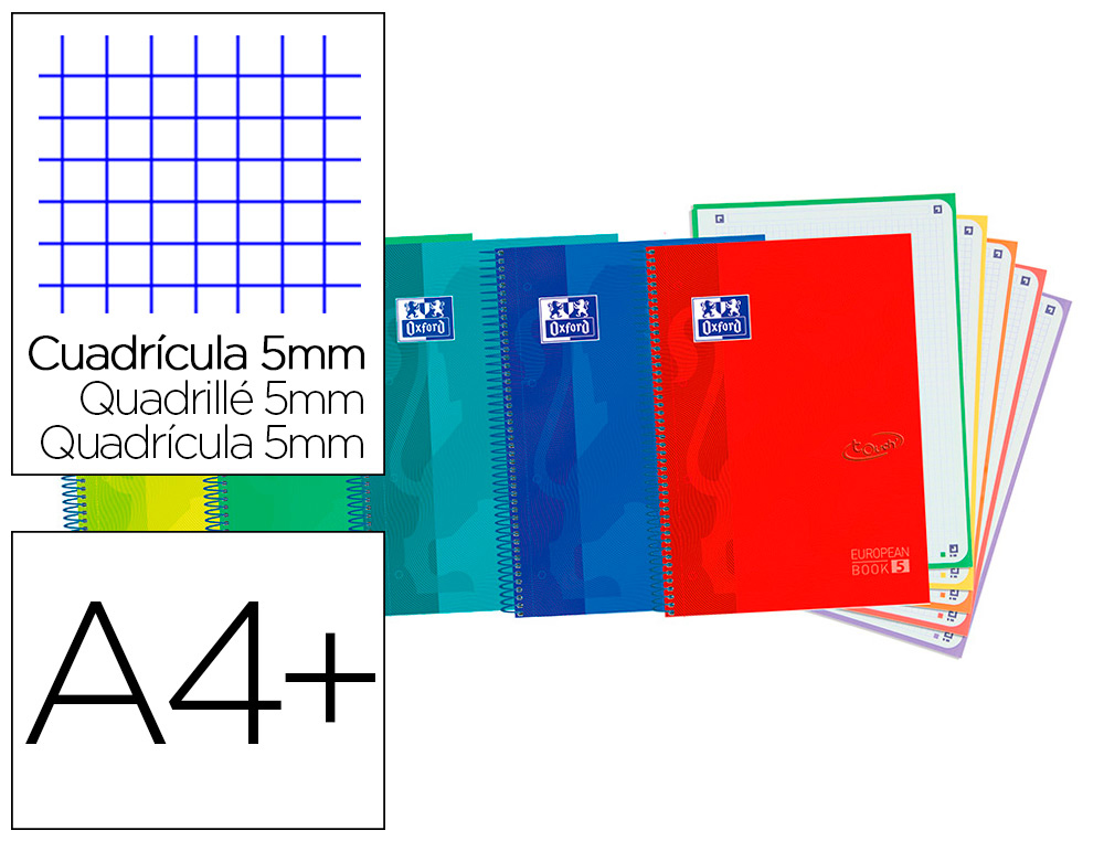 OXFORD - Cuaderno EBOOK5 A4 TAPA EXTRADURA 120 HOJAS 5X5 SOFT TOUCH SURTIDO (Ref.400075563)