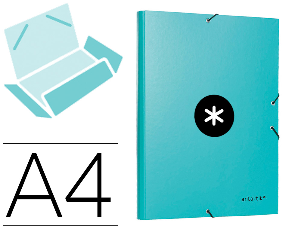 ANTARTIK - Carpeta liderpapel gomas A4 3 solapas carton forrado color menta (Ref. AW66)