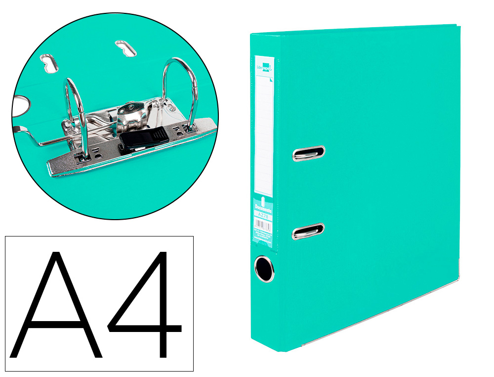 LIDERPAPEL - ARCHIVADOR DE PALANCA A4 DOCUMENTA FORRADO PVC CON RADO LOMO 52 MM VERDE CLARO COMPRESOR (Ref.AZ81)