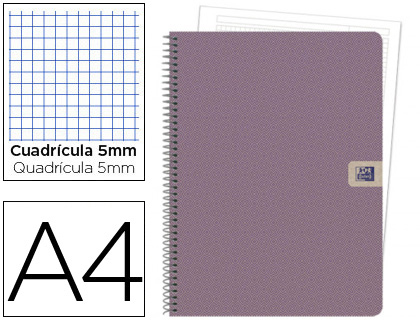 OXFORD - Cuaderno espiral tapa extradura european book 1 nature din A4 80 hojas 90 gr cuadricula 5 mm sin bandas (Ref. 400101723)
