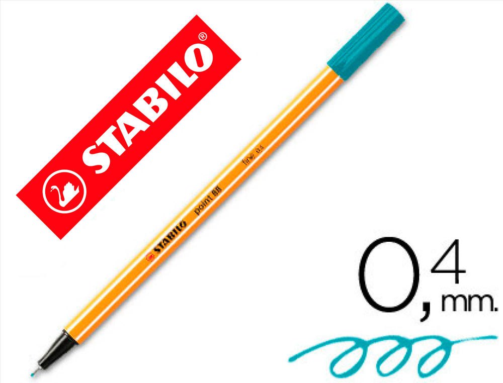 STABILO - Rotulador Punta de Fibra Point 88 Turquesa Trazo 0,4 mm (Ref.88/51)