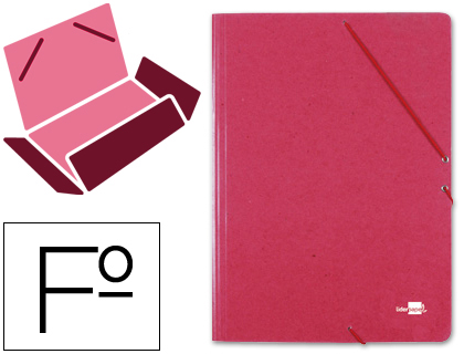 LIDERPAPEL - CARPETA GOMAS FOLIO 3 SOLAPAS Cartón PRESPAN ROJA (Ref.CG22)
