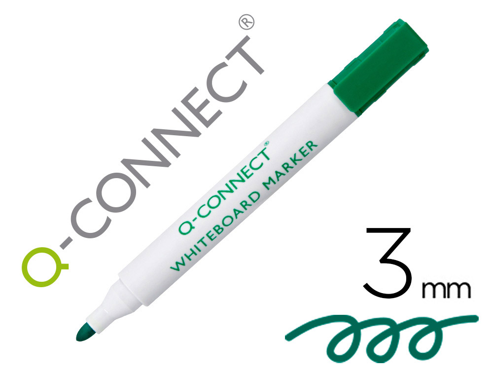 Q-CONNECT - ROTULADOR PIZARRA BLANCA COLOR VERDE PUNTA REDONDA 3.0 MM (Ref.KF26009)