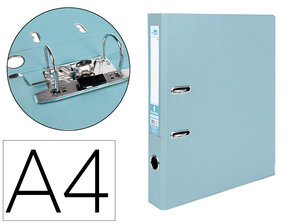 LIDERPAPEL - ARCHIVADOR DE PALANCA A4 DOCUMENTA FORRADO PVC CON RADO LOMO 52MM GRIS COMPRESOR METALICO (Ref.AY05)