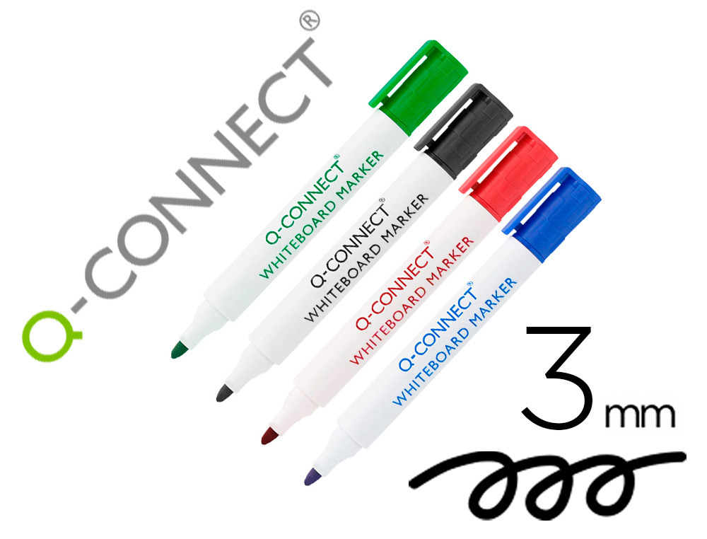 Q-CONNECT - ROTULADOR PIZARRA BLANCA COLORES SURTIDOS PUNTA REDONDA 3.0 MM (Ref.KF00880)