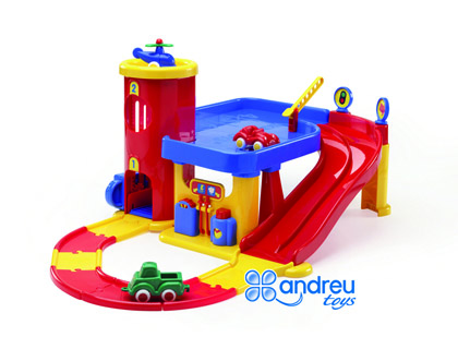 VIKINGTOYS - Juego garaje dos pisos + 3 vehiculos + pistas 19x42x39 cm (Ref. 25556)