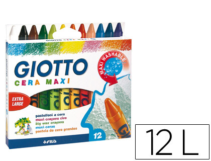 GIOTTO - Estuche 12 CERAS MAXI GIGANTES DE COLORES VIVOS (Ref.291200)