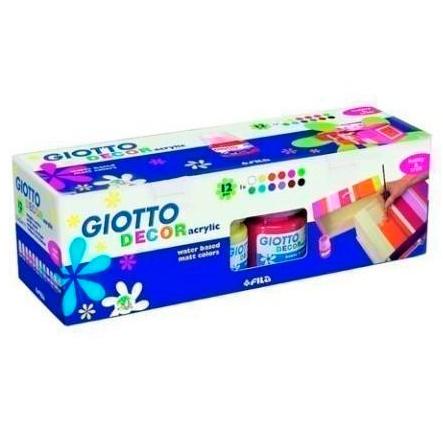 GIOTTO - Estuche 12 TÉMPERAS ACRÍLICAS EN COLORES FINOS 25ML (Ref.530600)