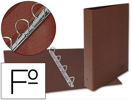 LIDERPAPEL - CARPETA DE 4 ANILLAS 25MM MIXTAS FOLIO Cartón CUERO FORRADO COMPRESOR PLASTICO (Ref.CA37)