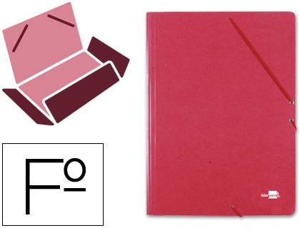 LIDERPAPEL - CARPETA GOMAS FOLIO 3 SOLAPAS Cartón SIMIL PRESPAN ROJA (Ref.CG34)