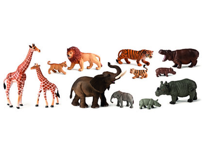 MINILAND - Juego animales selva con crias 12 figuras (Ref. 25137)