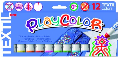 PLAYCOLOR - Caja 12 témperas sóidas Textil en colores surtidos (Ref.10461)