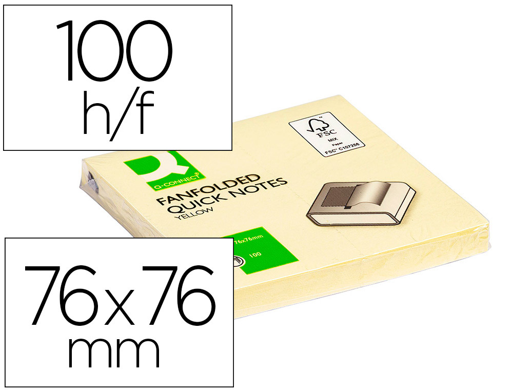 Q-CONNECT - BLOC DE NOTAS ADHESIVAS QUITA Y PON 75X75 MM ZIG-ZAG (Ref.KF02161)