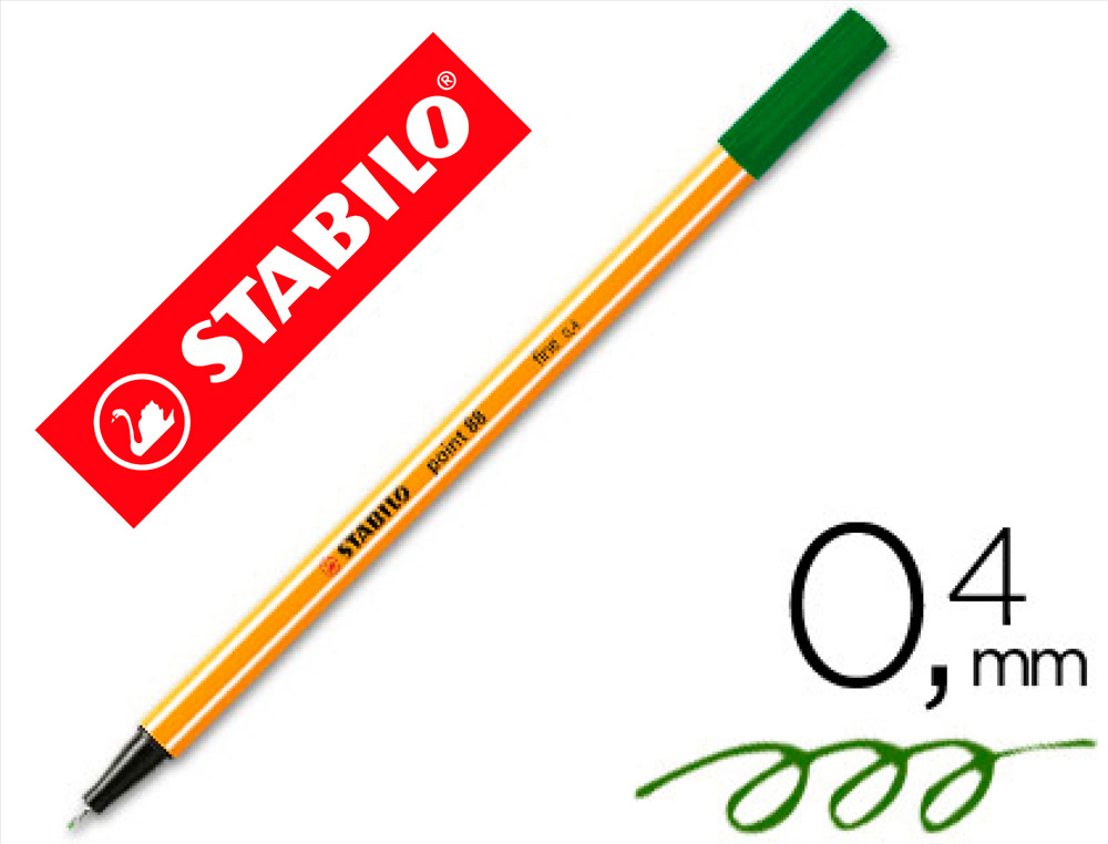 STABILO - Rotulador Punta de Fibra Point 88 Verde tierra Trazo 0,4 mm (Ref.88/63)