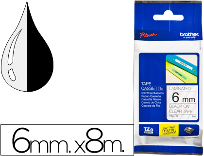BROTHER - Cintas Rotulacion 6mmX8m Negro/transparente (Ref.TZe111)