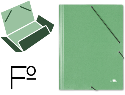 LIDERPAPEL - CARPETA GOMAS FOLIO 3 SOLAPAS Cartón SIMIL PRESPAN VERDE (Ref.CG35)