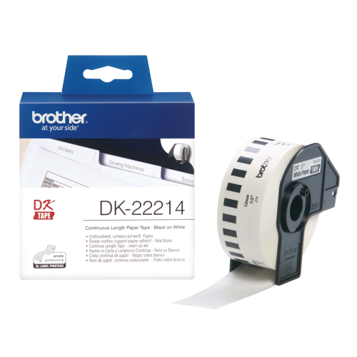 BROTHER - Cintas Rotulacion 12mmX30m Negro/blanco (Ref.DK22214)