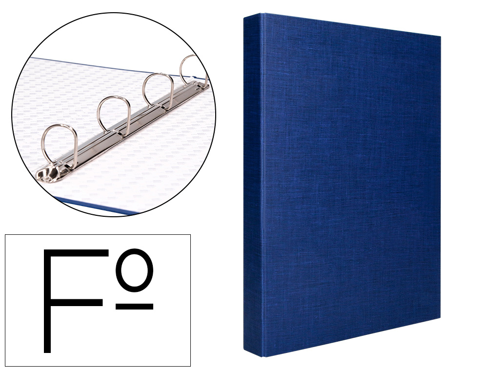 LIDERPAPEL - CARPETA DE 4 ANILLAS 25MM MIXTAS FOLIO Cartón FORRADO PAPER COAT AZUL (Ref.CA19)