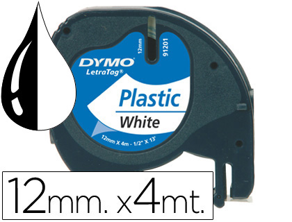 DYMO - Cintas Rotulacion 12mmX4m Negro/blanco Resiste 60º (Ref.S0721610)