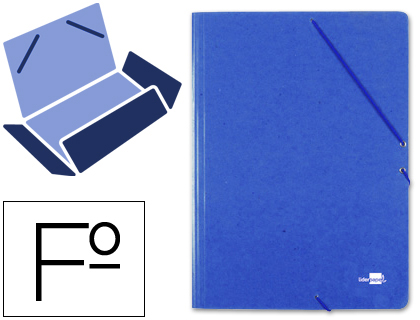 LIDERPAPEL - CARPETA GOMAS FOLIO 3 SOLAPAS Cartón PRESPAN AZUL (Ref.CG21)