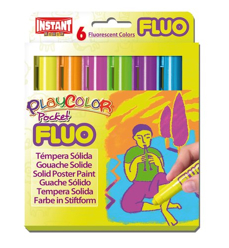 PLAYCOLOR - ESTUCHE 6 TEMPERAS SÓLIDAS FLUO POCKET 5 GR. COLORES SURTIDOS (Ref.10421)