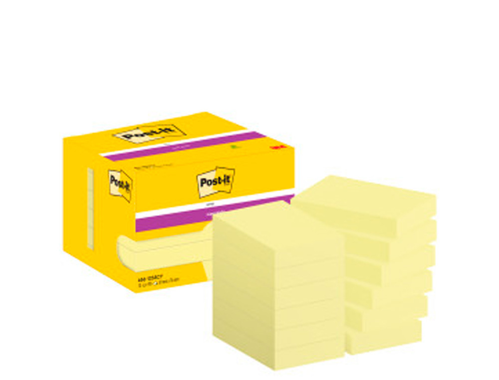 POST-IT - BLOC DE NOTAS ADHESIVAS QUITA Y PON SUPER STICKY 51X76 MM CON 90 HOJAS 565 AMARILLO CANARIO (Ref.656-12SSCY-EU)