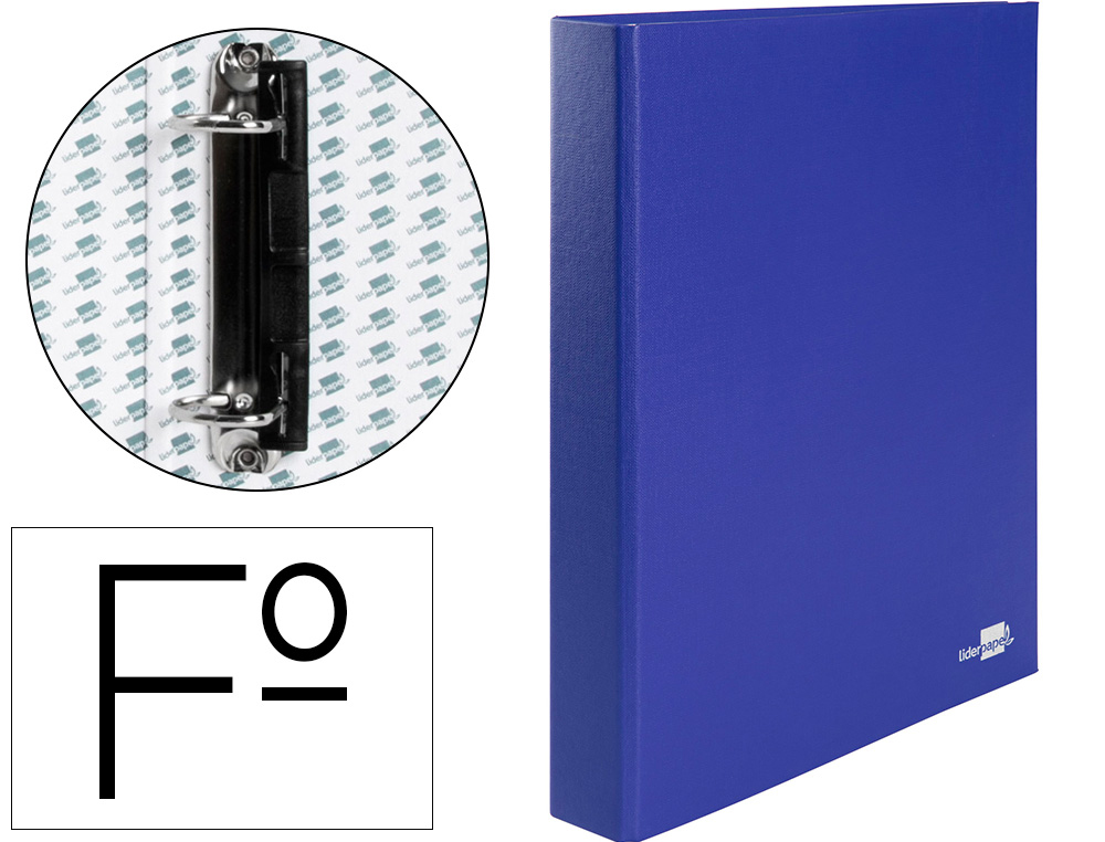 LIDERPAPEL - CARPETA DE 2 ANILLAS 25MM MIXTAS FOLIO Cartón FORRADO PAPER COAT COMPRESOR PLASTICO AZUL (Ref.CA15)