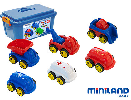 MINILAND - Juego didactico con 10 vehiculos profesionales flexibles para trabajar la educacion vial (Ref. 27487)