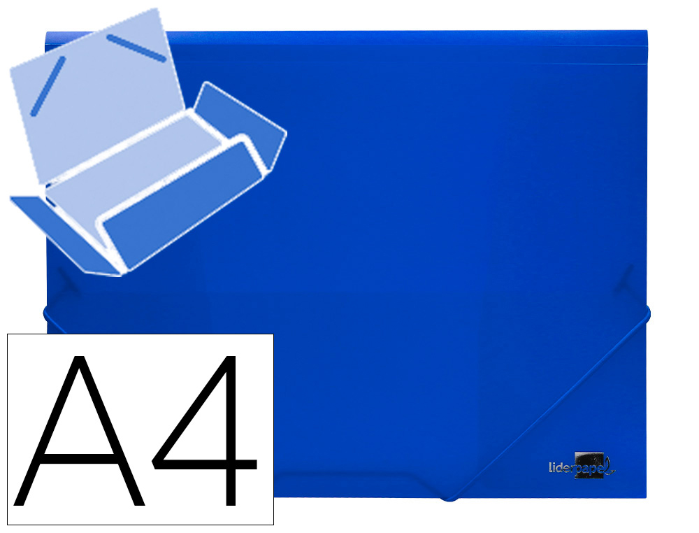 LIDERPAPEL - CARPETA GOMAS SOLAPAS 34962 POLIPROPILENO DIN A4 AZUL TRANSPARENTE (Ref.CG69)