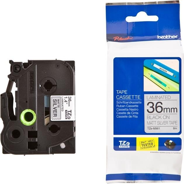 BROTHER - CINTA PLATA MATE / NEGRO -METALICA- 36MM X 8MTS (Ref.TZE-M961)