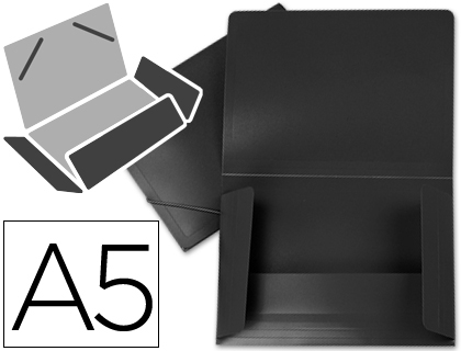 LIDERPAPEL - CARPETA GOMAS SOLAPAS 34945 POLIPROPILENO DIN A5 NEGRA OPACO (Ref.SS10)