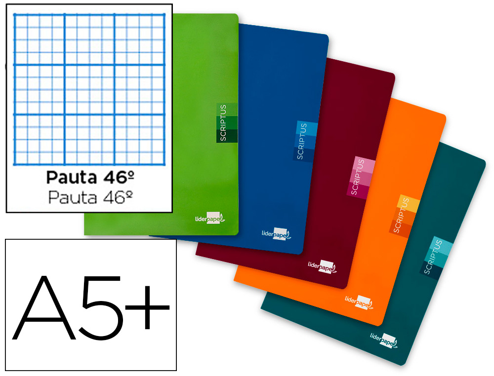 LIDERPAPEL - LIBRETA ESCOLAR SCRIPTUS 48H DIN A5 RAYADO N 46 PAPEL 90 GR COLORES SURTIDOS (Ref.LA19)