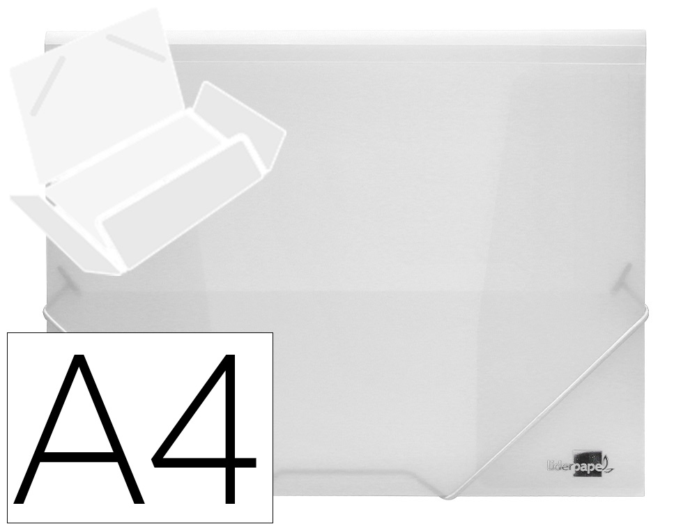 LIDERPAPEL - CARPETA GOMAS SOLAPAS 34964 POLIPROPILENO DIN A4 INCOLORA (Ref.CG71)
