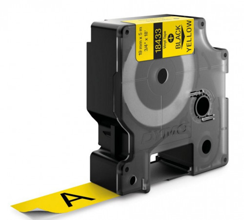 DYMO - Rhino Cconsumibles Vinilo 19 mm x 5,5 m Amarillo Fuerte Adhesión Flexible (Ref.18433)