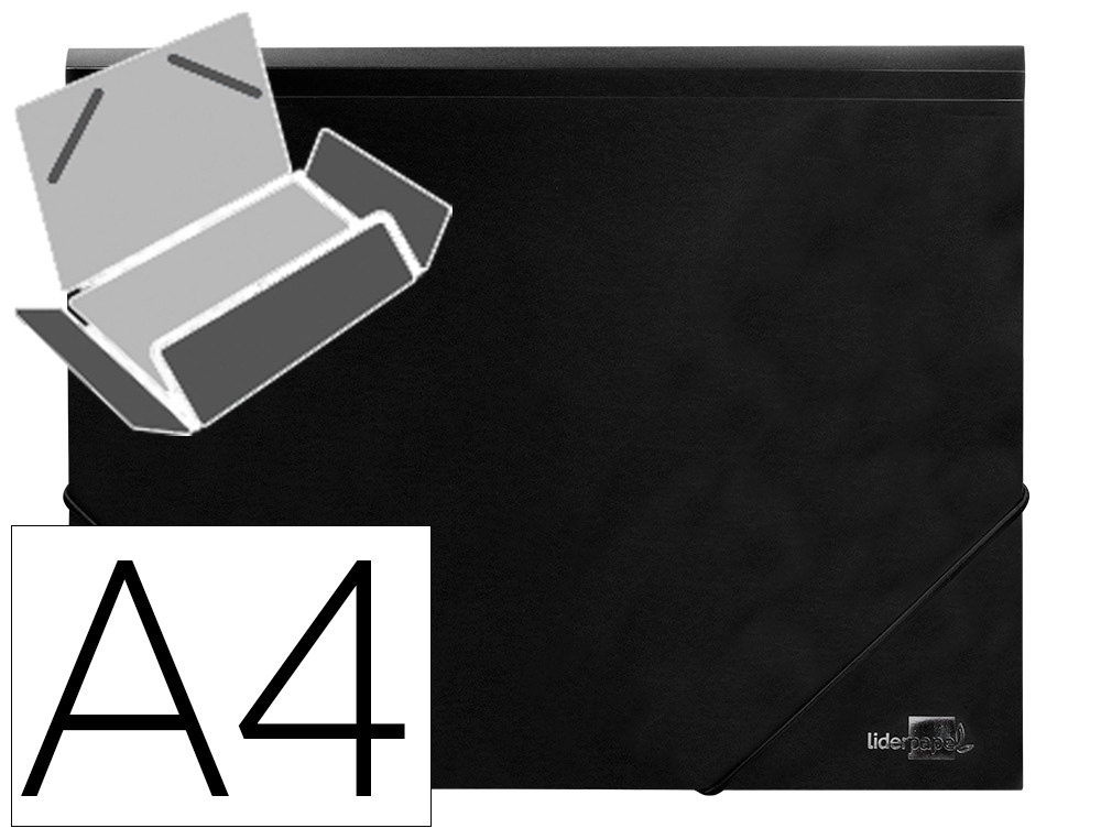 LIDERPAPEL - CARPETA GOMAS SOLAPAS 38725 POLIPROPILENO DIN A4 NEGRA (Ref.CG67)