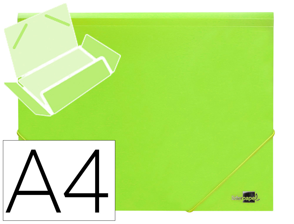 LIDERPAPEL - Carpeta gomas solapas polipropileno din A4 amarillo fluor opaco (Ref. GC14)