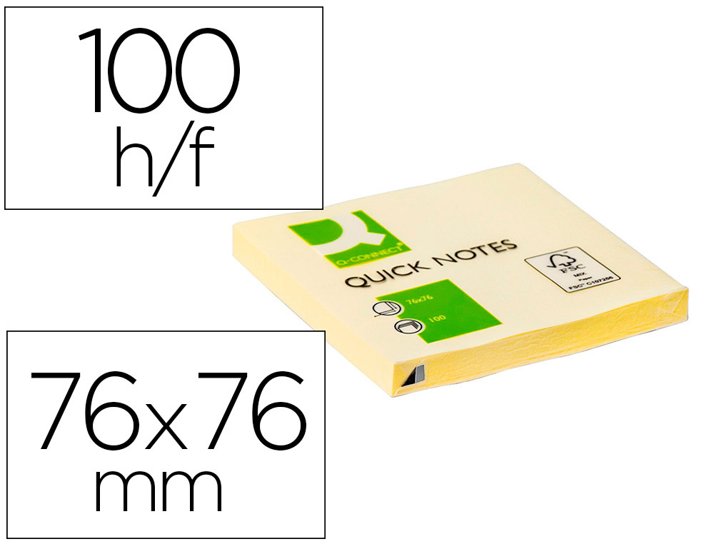 Q-CONNECT - BLOC DE NOTAS ADHESIVAS QUITA Y PON 75X75 MM CON 100 HOJAS (Ref.KF10502)