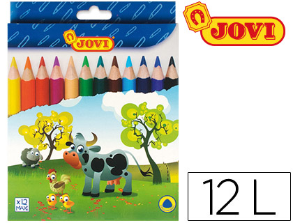 JOVI - LAPICES DE COLORES MAXI TRIANGULARES ESTUCHE DE 12 COLORES SURTIDOS (Ref.735/12 (ANTIGUO 730/12))