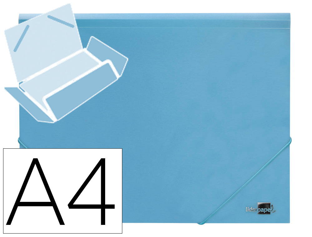 LIDERPAPEL - Carpeta gomas solapas polipropileno din A4 celeste opaco (Ref. GC17)