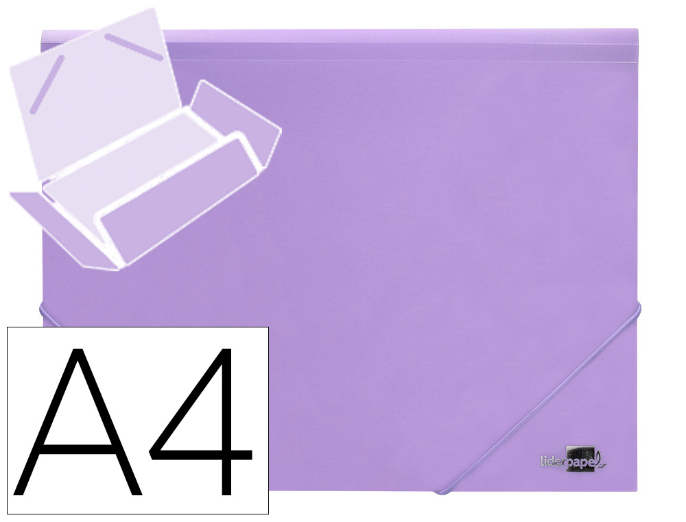 LIDERPAPEL - Carpeta gomas solapas polipropileno din A4 lavanda opaco (Ref. GC16)
