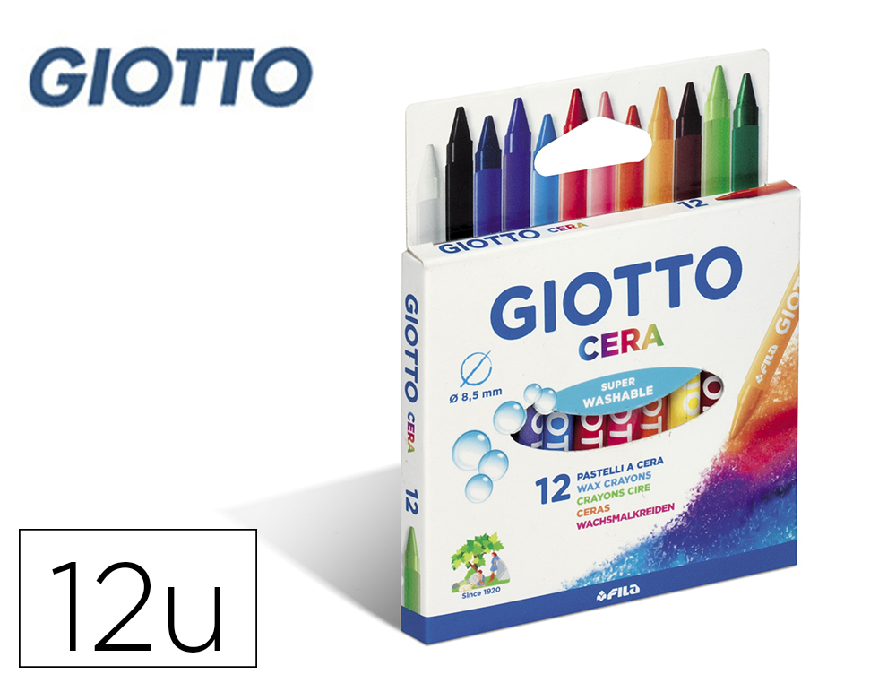 GIOTTO - Estuche 12 CERAS REDONDAS DE COLORES VIVOS (Ref.281200)