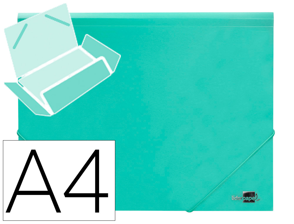 LIDERPAPEL - Carpeta gomas solapas polipropileno din A4 verde manzana opaco (Ref. GC18)