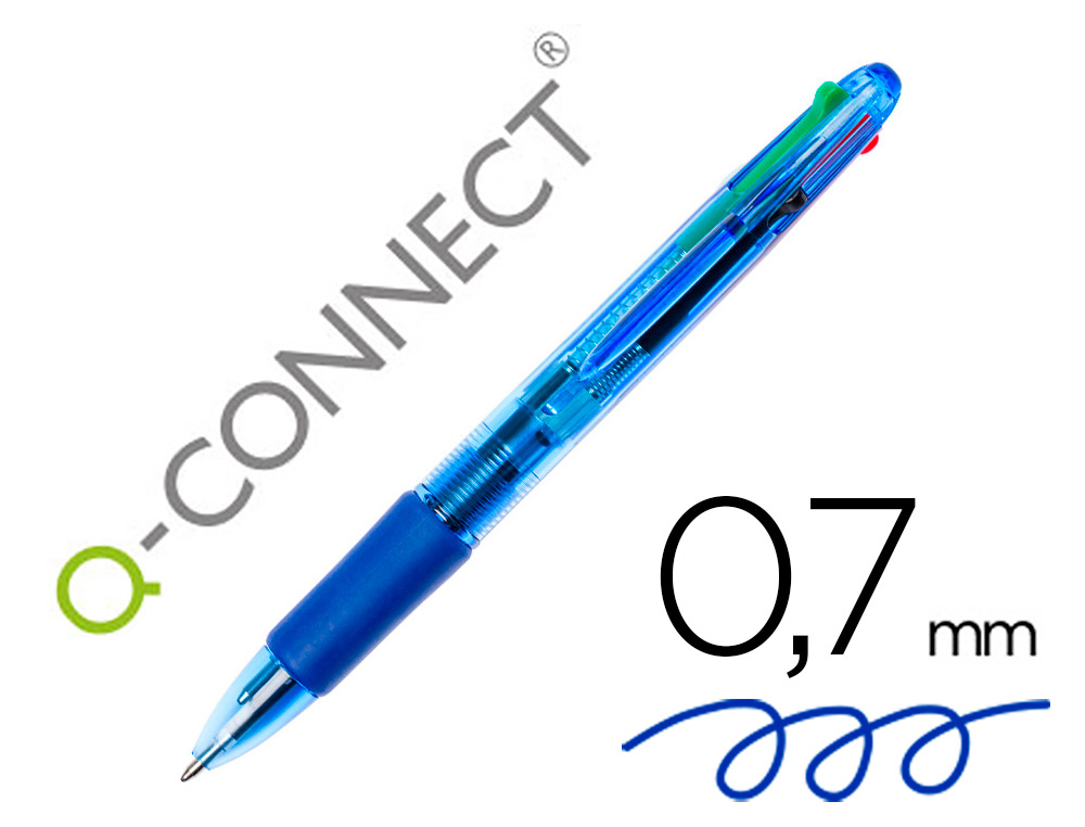 Q-CONNECT - BOLIGRAFO 4 EN 1 TINTA 4 COLORES RETRACTIL -CON SUJECION DE CAUCHO (Ref.KF01938)