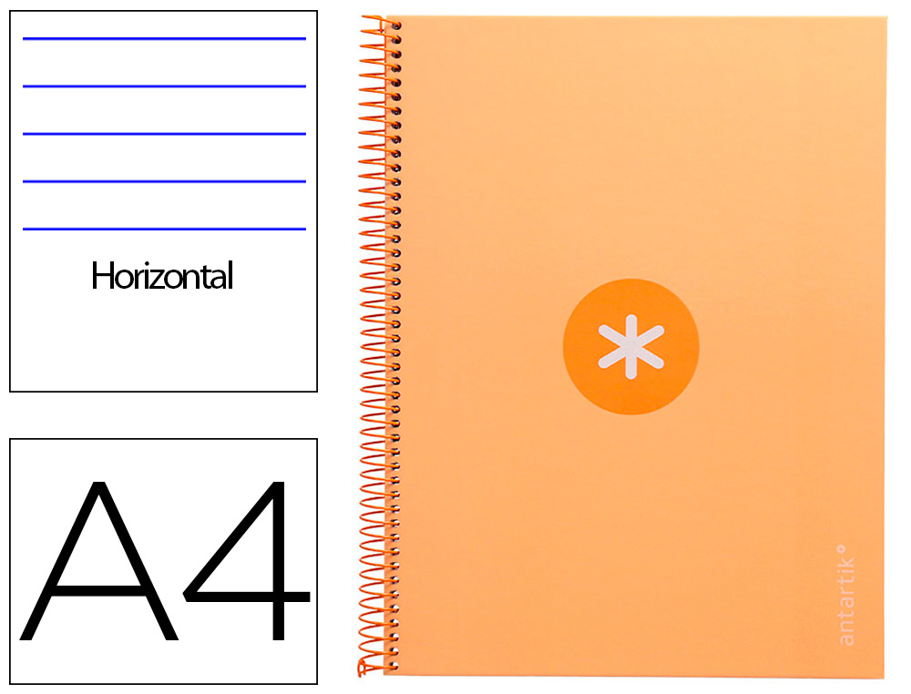 ANTARTIK - Cuaderno espiral liderpapel A4 micro tapa forrada80h 90 gr horizontal 1 banda 4 taladros color amarillo clar (Ref. KB30)
