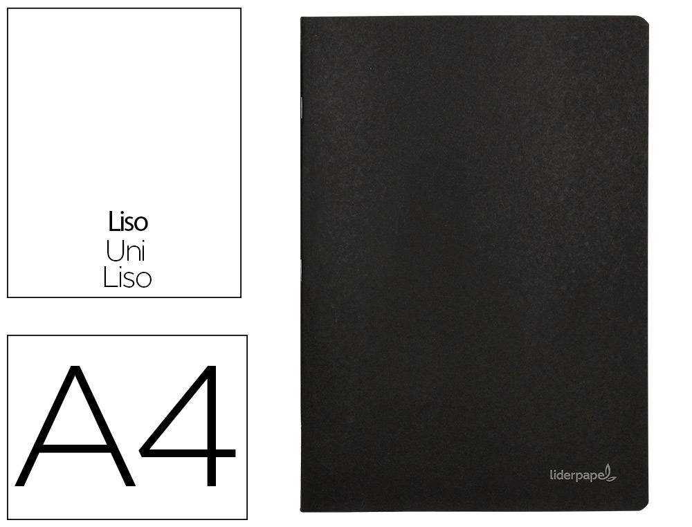 LIDERPAPEL - LIBRETA TAPA NEGRA A4 80 HOJAS 60G/M2 LISO SIN MARGEN (Ref.LA15)