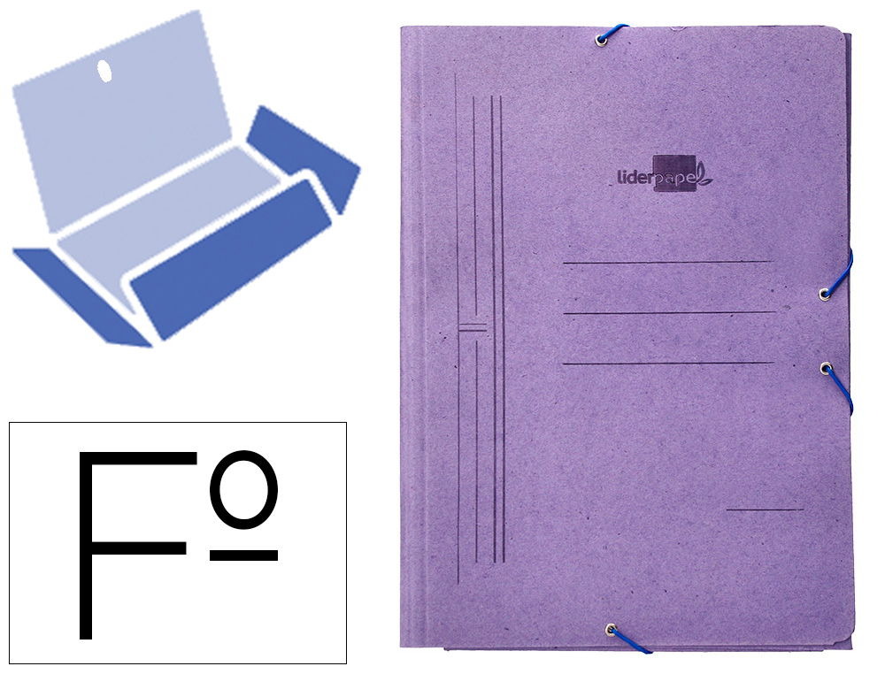 LIDERPAPEL - CARPETA GOMAS FOLIO 3 SOLAPAS Cartón COMPACTO AZUL (Ref.CG15)