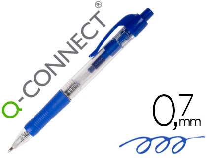Q-CONNECT - BOLIGRAFO AZUL RETRACTIL -CON SUJECION DE CAUCHO (Ref.KF00268)