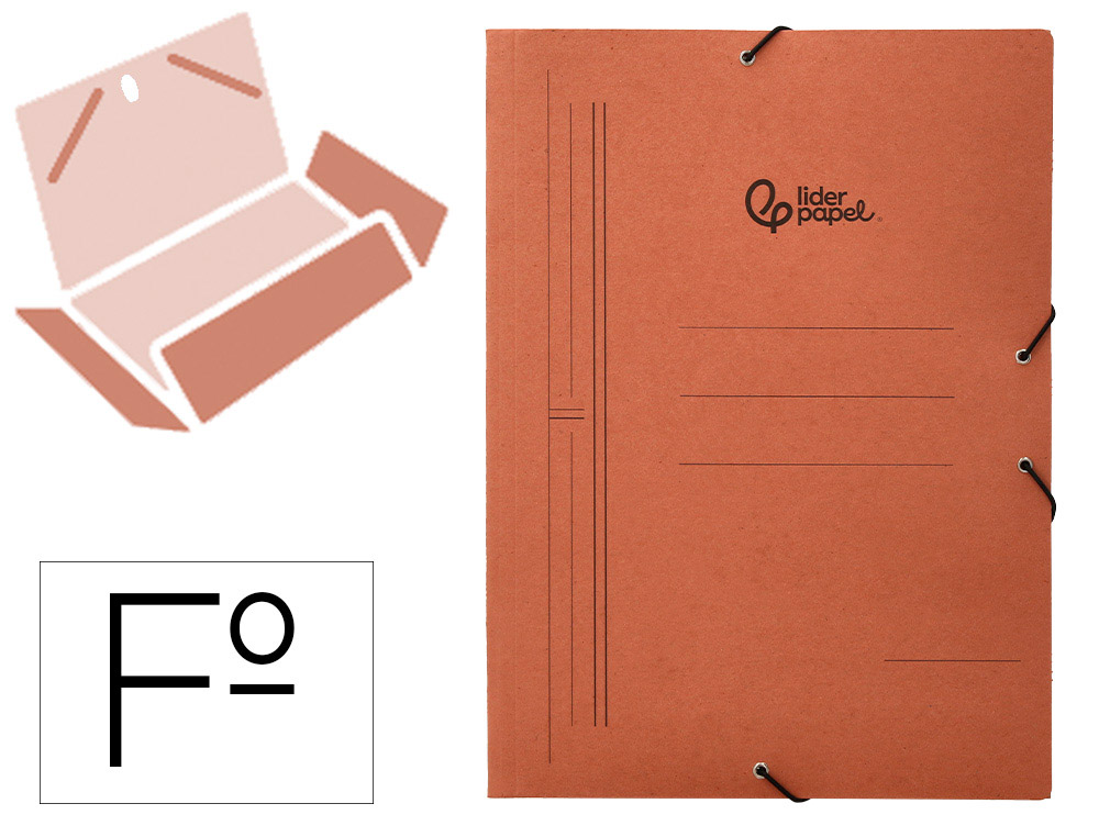 LIDERPAPEL - CARPETA GOMAS FOLIO 3 SOLAPAS Cartón COMPACTO CUERO (Ref.CG16)