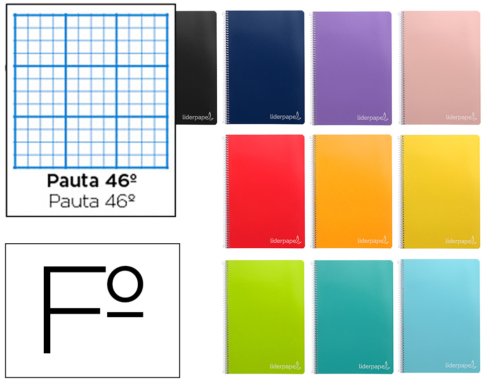LIDERPAPEL - CUADERNO ESPIRAL FOLIO INSPIRE TAPA DURA 80H 60 GRAYADO Nº 46 COLORES SURTIDOS (Ref.BF61)